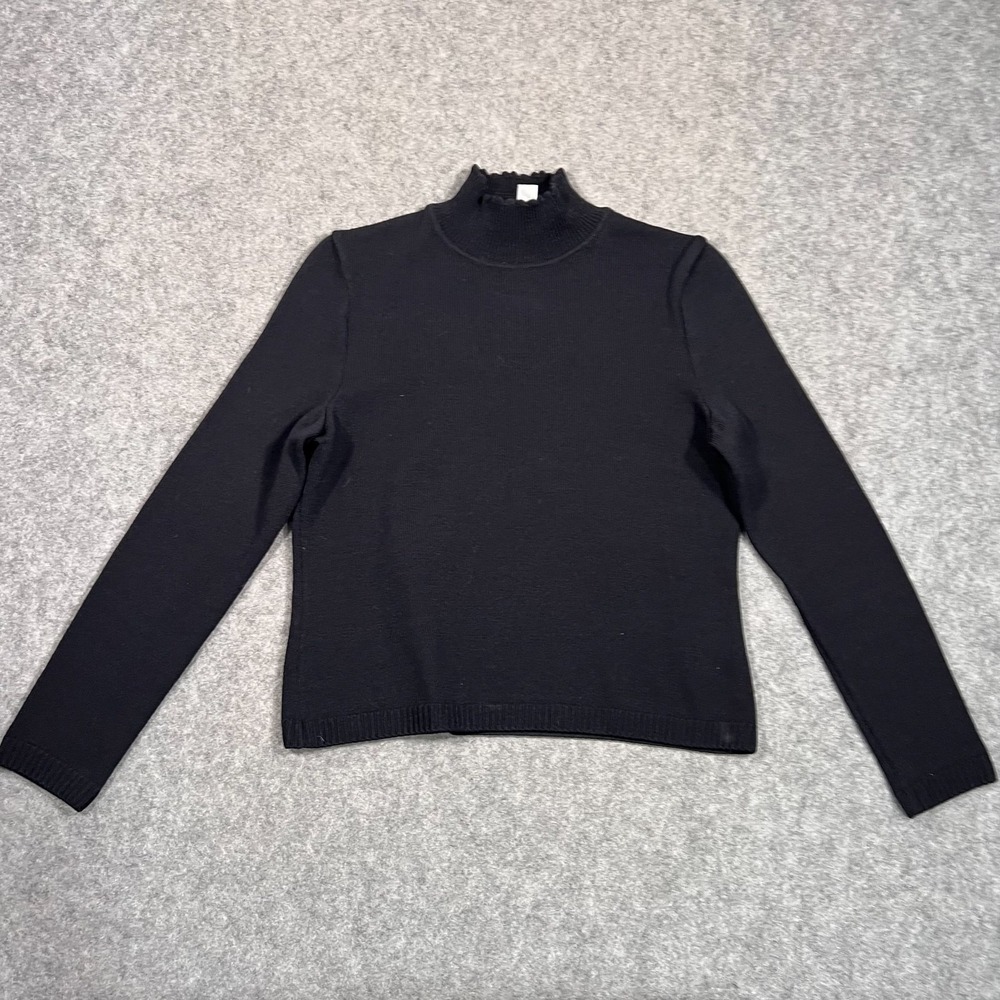 St. John port Essentials Marie Gray Black Wool Blend Sweater Women's Size Small